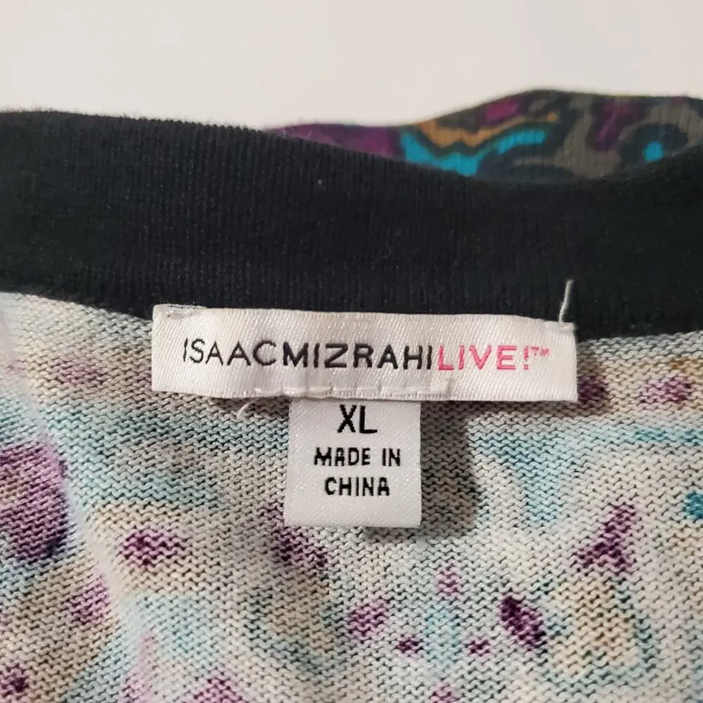 Isaac Mizrahi Live Paisley V-neck Button Cardigan Sweater Womens Size XL Boho - Picture 7 of 10